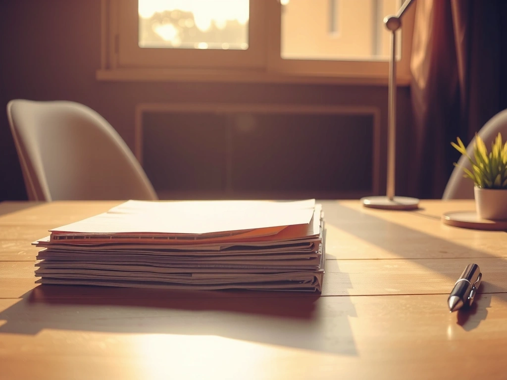 Interechtliche Dokumente auf einem Schreibtisch im warmen Licht
